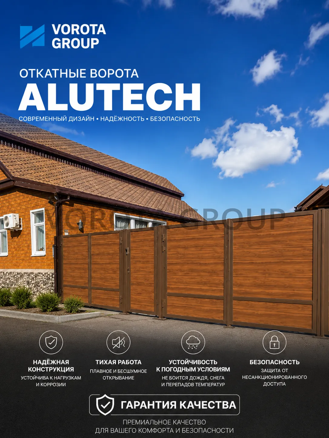 Откатные ворота Alutech Prestige (выс. х  шир.) 2085*3125 возможна встр.калитка
